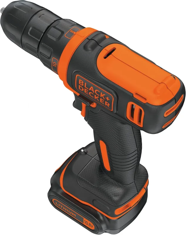 BLACK+DECKER Taladro atornillador inalámbrico ultracompacto, con luz de trabajo LED, batería Li-Ion de 10.8V y cargador, BDCDD12-QW