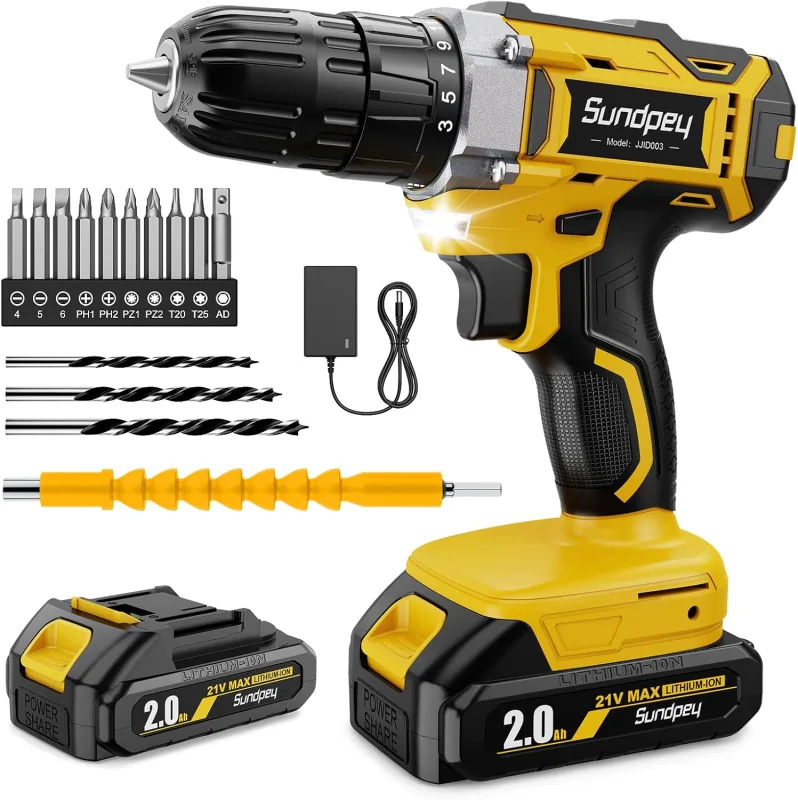 21 V Cordless Electric Screwdriver, Suitable for Makita Batteries, Electric Screwdriver with 25+1 Settings, 2 Speed, LED Light, for Home DIY