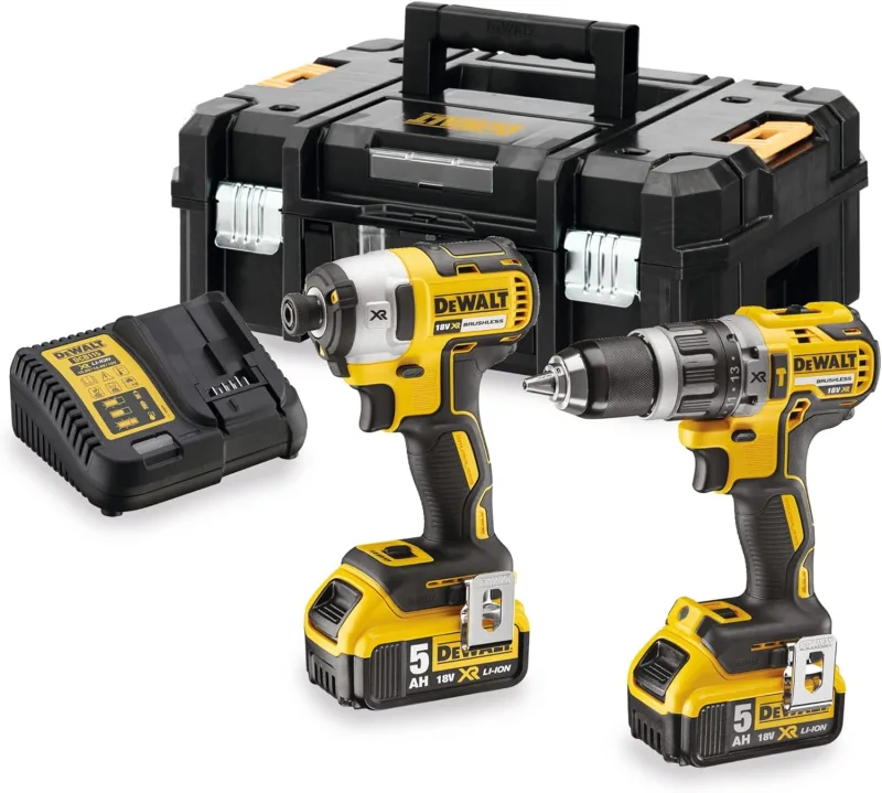 DEWALT DCK266P2T-QW - Kit Taladro Percutor DCD796 XR 18V, Atornillador de Impacto DCF887, 2 Baterías 5Ah + Cargador DCB115, Maletín Tstak