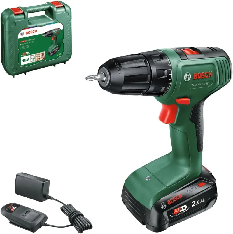 Bosch atornillador a batería EasyDrill 18V-38 (1 batería de 2,5 Ah; sistema de 18 V; en maletín de transporte)