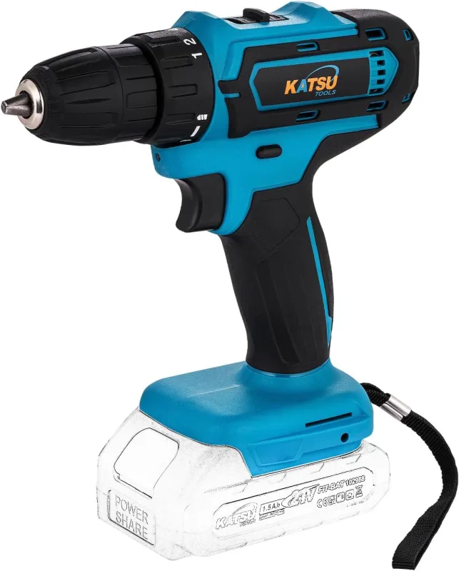 KATSU FIT-BAT 21 V Taladro atornillador inalámbrico con portabrocas sin llave de 10 mm, ideal para tareas de bricolaje en el jardín del hogar, sin batería ni cargador (gama económica) 102623