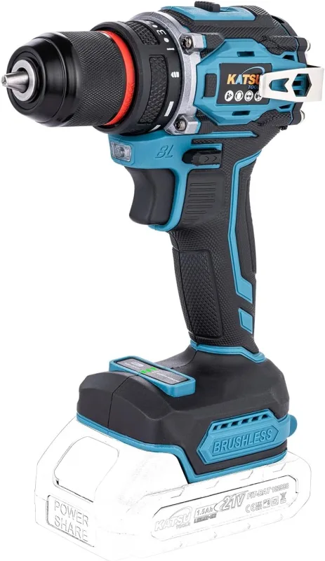 KATSU FIT-BAT 21V Brushless Cordless Drill Driver with 10mm Keyless Chuck, Ideal for DIY Home Garden Tasks, No Battery 102622