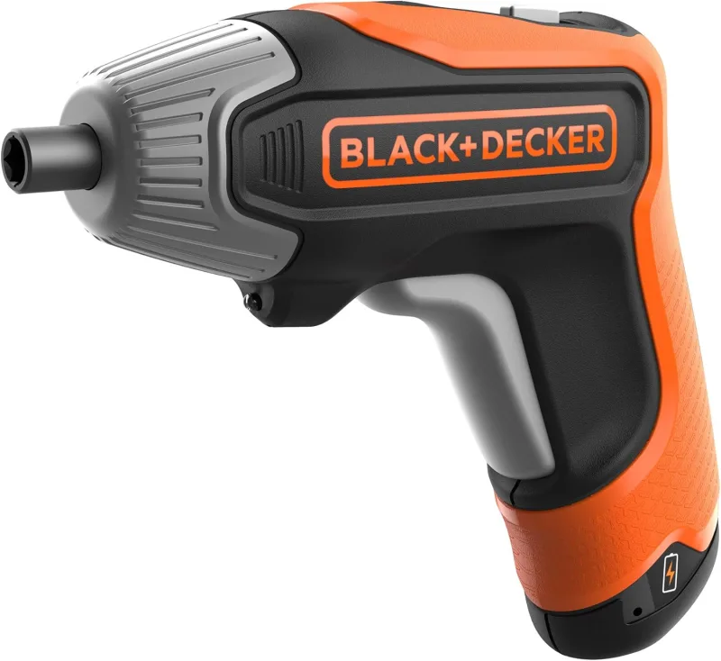 BLACK+DECKER Atornillador a Batería 3.6V, Batería de litio 1.5Ah, Carga Rápida, 5.5Nm de Torque, Porta-puntas 1/4”, Función Reversible, Incluye Cargador, 10 Puntas y Estuche Rígido, BCF611CK