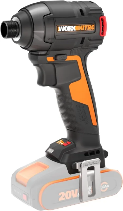 WORX WX265.9 Atornillador de impacto 20V, 200Nm, motor brushess, 3 velocidades y 2 modos de trabajo, compacto, LED para zonas oscuras, para tornillería y montajes, sin batería ni cargador