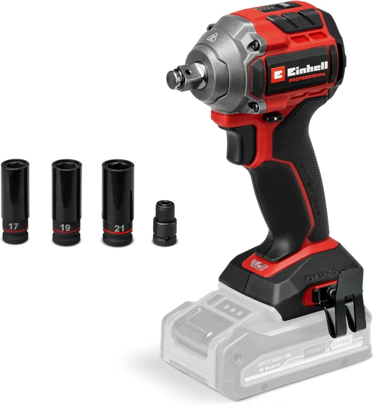 Einhell Professional Atornillador de impacto con batería TP-CW 18/260-C Li BL-Solo Power X-Change (18 V, par 260 Nm, par de aflojamiento 500 Nm, sin escobillas, sin batería)