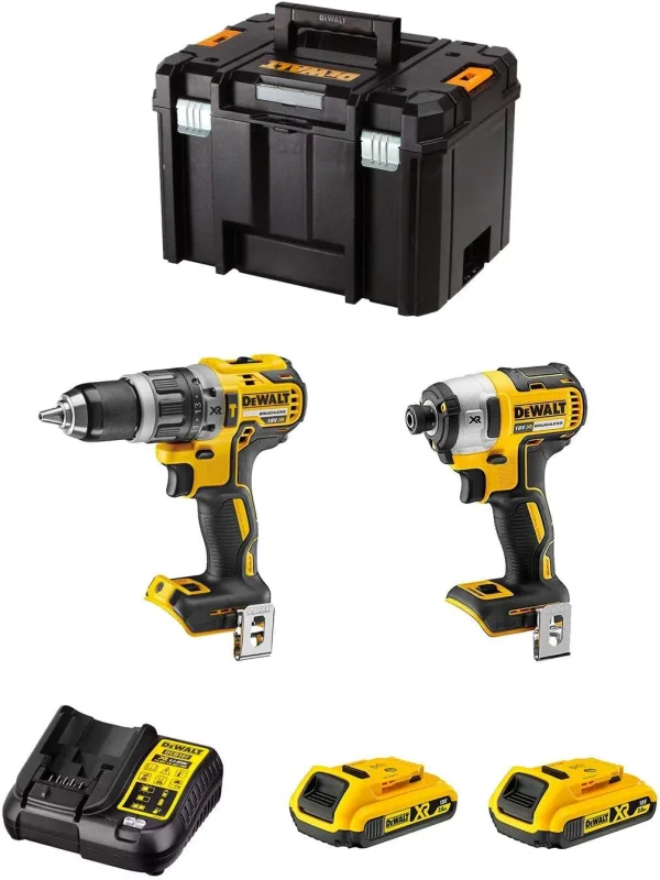 DeWALT DWK211 Kit (DCD796 Hammer Drill + DCF887 Impact Driver + 2 x 2.0Ah Batteries + Charger + TSTAK VI)