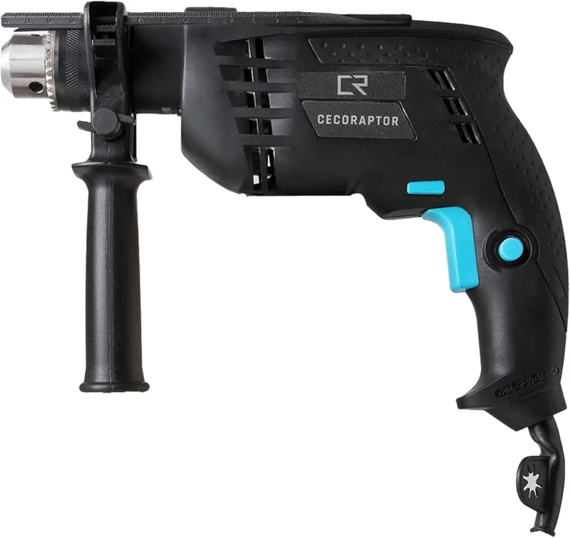 Cecotec Taladro Eléctrico Percutor CecoRaptor Impact Drill. 850W, Broca13mm, 4800 rpm, 46000 Impactos por Minuto, Empuñadura Auxiliar, Interruptor Bloqueo en Gatillo, Regla de Profundidad