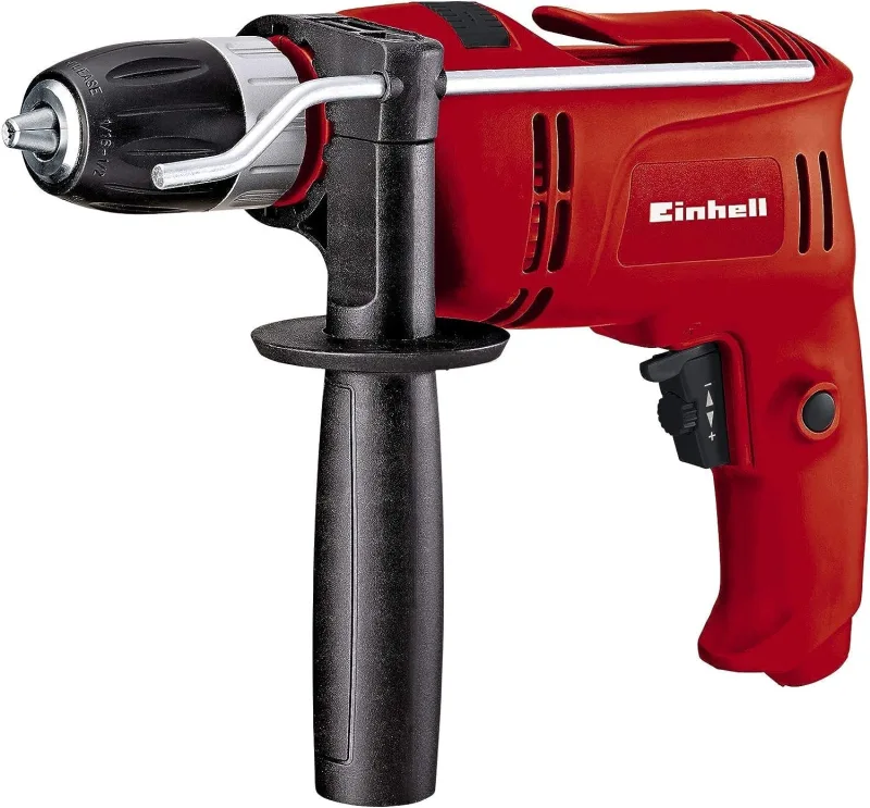 Einhell Taladro percutor atornillador eléctrico con cable - TC-ID 650 E. 650 W, 240 V, 2600 RPM, 2 funciones: perforación y taladro de percusión. Control de velocidad. Con gancho para cinturón