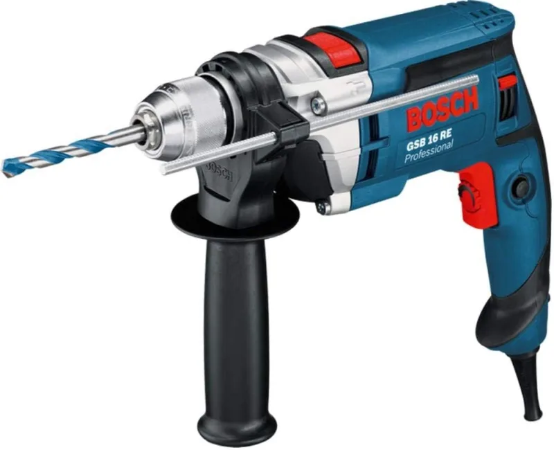 Bosch Professional taladro percutor GSB 16 RE (incl. portabrocas intercambiable 13 mm, profundidad retráctil 210 mm, empuñadura auxiliar, maletín)