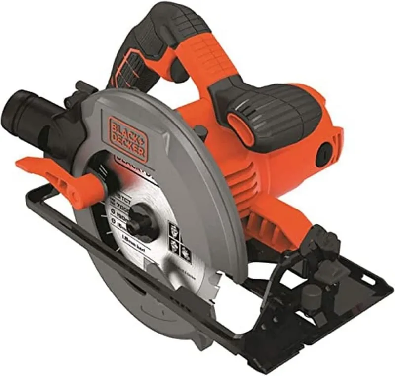 BLACK+DECKER Sierra Circular 1500W, velocidad 5.500 rpm, diámetro de disco 190mm, corte a bisel 0-45°, Incluye guía lateral para corte recto y llave hexagonal, CS1550