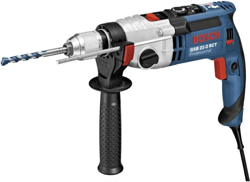 Bosch Professional taladro percutor GSB 21-2 RCT (Ø de perforación en hormigón: 13-22 mm, 1300 W, incl. portabrocas intercambiable 13 mm, profundidad retráctil 210 mm, empuñadura auxiliar, maletín)
