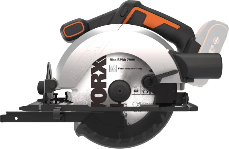 WORX | Sierra circular a batería WX526.9 | 20V | Disco 165 mm | ángulo de inclinación de 0-50° | ajuste sin herramientas | corte máximo de 55 mm (90°) | diseño compacto | Sin batería ni cargador