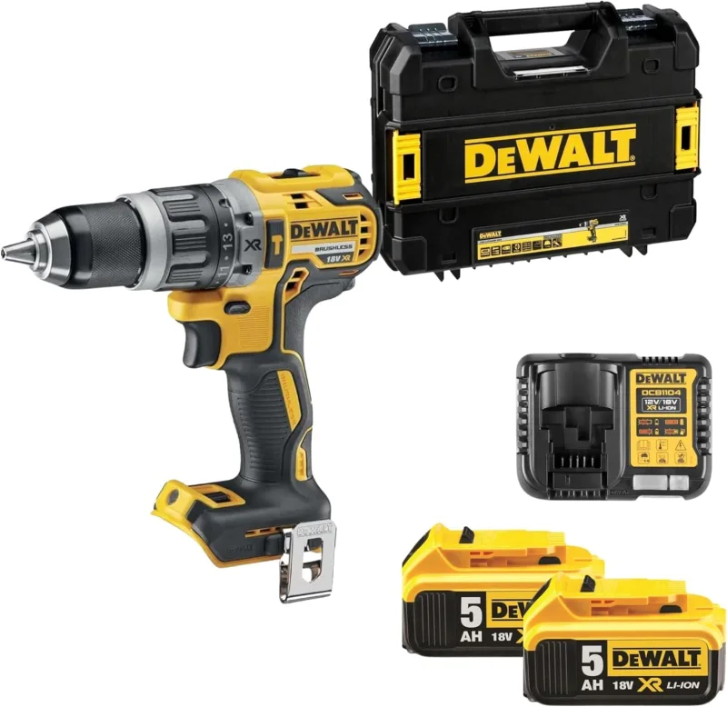 DEWALT Brushless Hammer Drill 18V XR, 2 5Ah Li-Ion Batteries, DCD796P2-QW