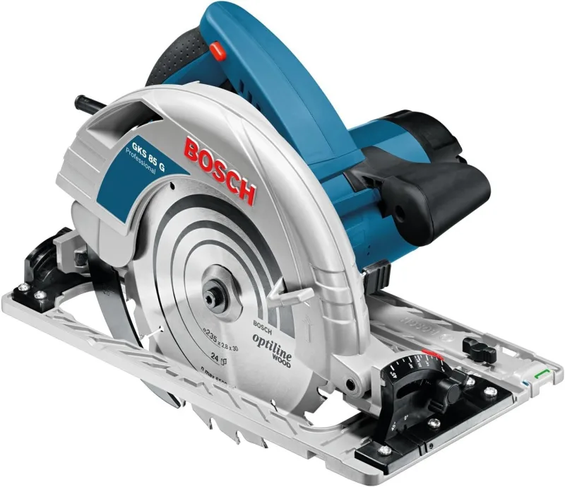 Bosch Professional sierra circular GKS 85 G (incl. 1 disco de sierra, Optiline Wood, 235 x 30/25 x 2,8 mm, 24, llave Allen SW 5, adaptador de vacío)