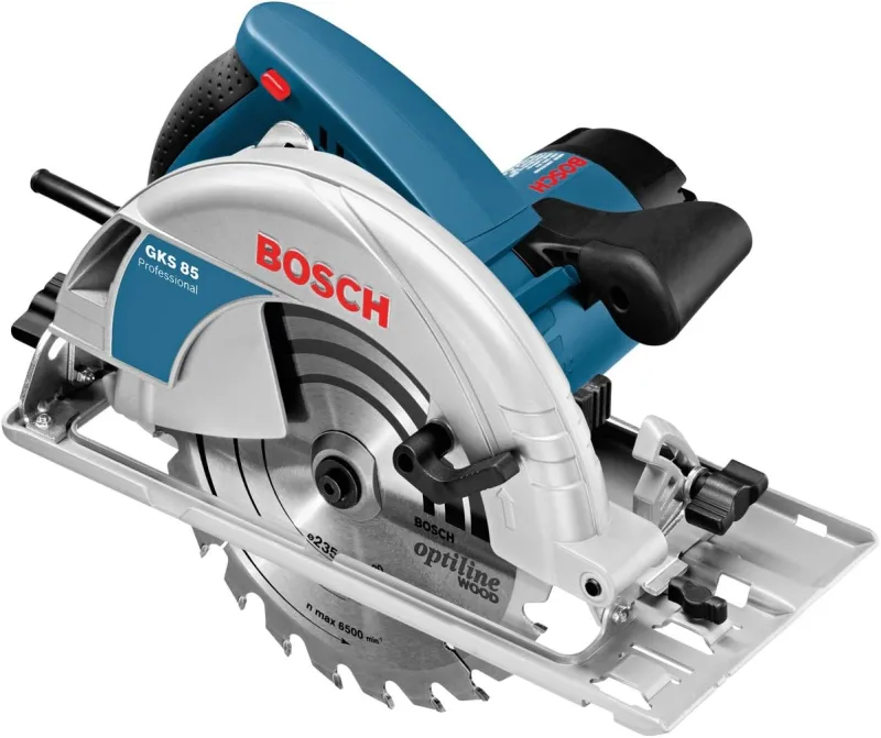 Bosch Professional sierra circular GKS 85 (incl. 1 disco de sierra para madera, adaptador de aspiración, llave hexagonal SW 5, tope paralelo)