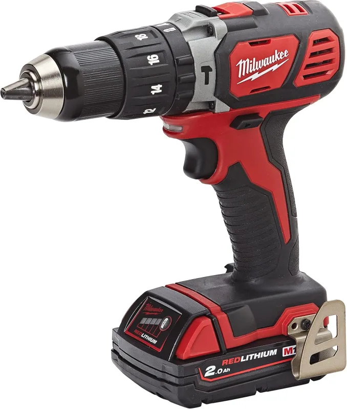 Milwaukee 4933443515 - M 18 bpd-202c hammer drill 18v 2.0 ah lithium 2 vel. 50 nm, red and black