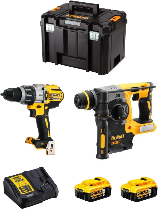DeWALT DWK223 Kit (Hammer Drill DCD996 + Hammer Drill DCH273 + 2 x 5.0Ah Batteries + Charger + TSTAK VI)