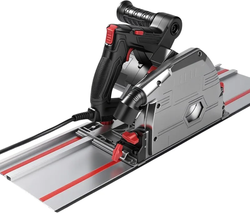 Sierra circular de 1200 W, ajustable, máquina de corte para carpintería, herramienta eléctrica con control de velocidad 5000u/rpm para cortes limpios en madera dura, madera contrachapada y laminado