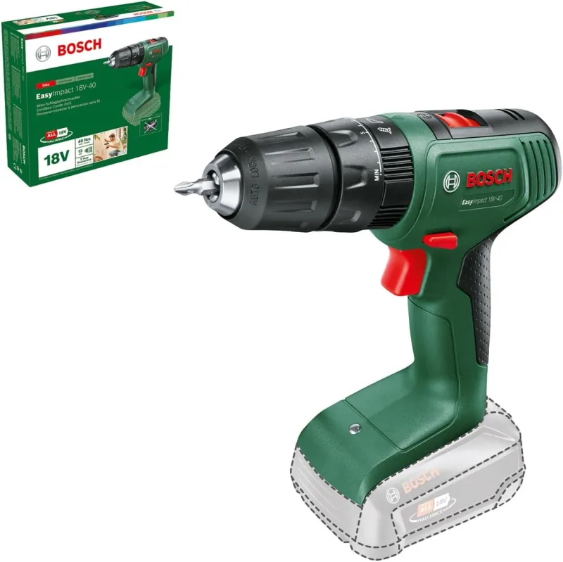 Bosch taladro percutor a batería EasyImpact 18V-40 (sin batería, sistema de 18 V, en caja)