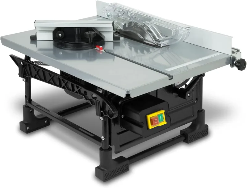 EBERTH Sierra circular sobre mesa, eléctrica de 800 W, sierra circular profesional con hoja de sierra de metal duro de 200 mm, sierra eléctrica para madera con altura de corte 43 mm, guía paralela