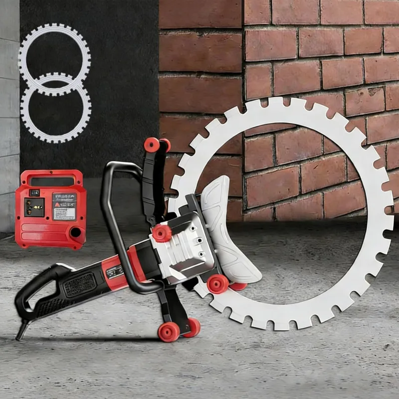 16" Electric Wall Cutter, 3000RPM Speed, 9800W Concrete Electric Circular Saw, 11.8" Cutting Depth, With 2 Saw Blades And Dust Suppression System