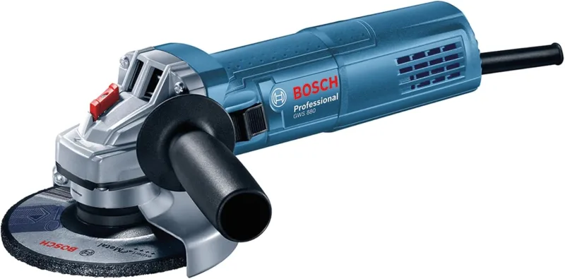 Bosch Professional amoladora angular GWS 880 (Ø de disco 125 mm, potencia 880 W, velocidad en vacío: 11000 rpm, incl. empuñadura aux., caperuza protect., tuerca de apriete, brida, llave brida)