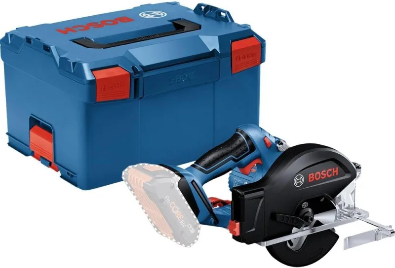 Bosch Professional 18V System battery operated circular saw GKM 18V-50 (faster work advance, less sparks and chips, 1 saw disc, L-BOXX, without battery/charger)