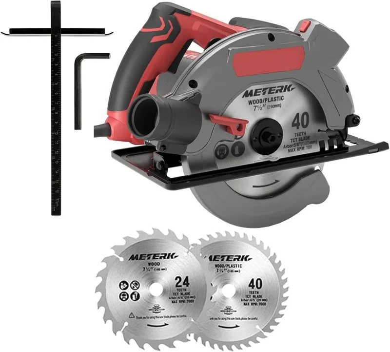 Sierra Circular eléctrica de 1500W, 5000RPM, 190mm, cuerpo aluminio, cortador portátil, herramientas corte carpintería, sierra mesa for Portátil(Type A With 2 Blades)