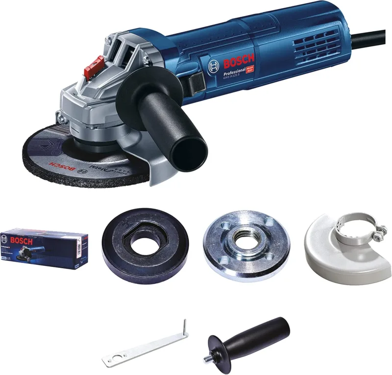 Bosch Professional amoladora angular GWS 9-125 S (potencia 900 W, velocidad en vacío: 2800-11 000 rpm, incl. brida, llave de dos agujeros, tuerca de apriete, cubierta protectora, empuñadura auxiliar)