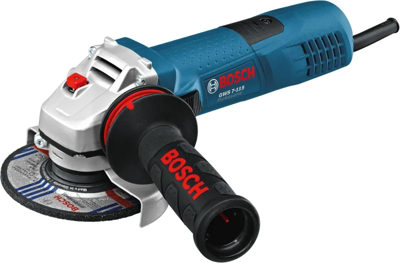 Bosch Professional amoladora angular GWS 7-115 E (Ø de disco 115 mm, potencia 720 W, incl. empuñadura auxiliar, brida, tuerca de apriete, cubierta protectora, llave de dos agujeros)