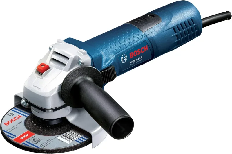 Bosch Professional amoladora angular GWS 7-115 (Ø de disco 115 mm, potencia 720 W, incl. empuñadura auxiliar, brida, tuerca de apriete, cubierta protectora, llave de dos agujeros)