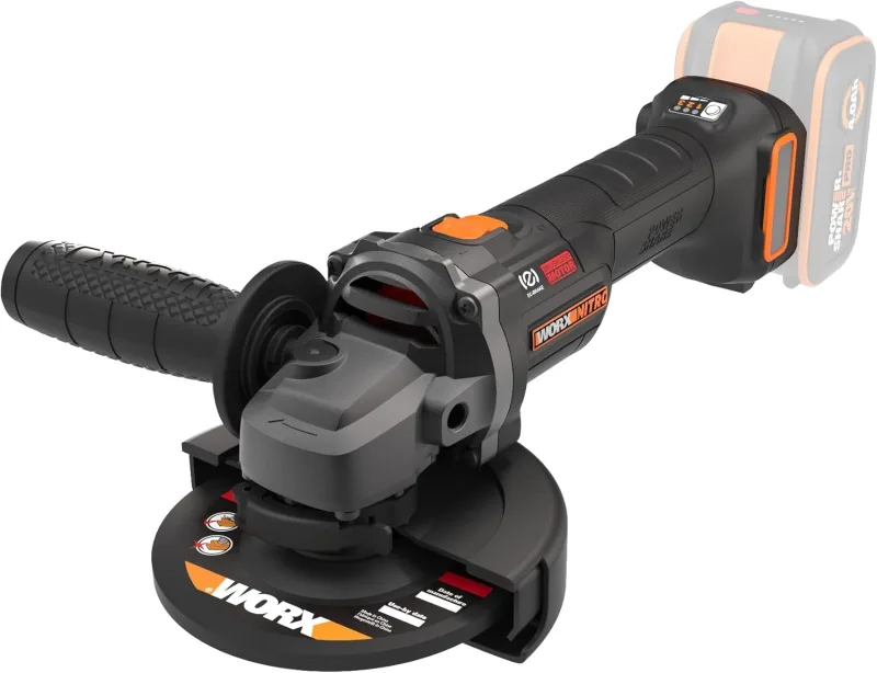 WORX WX814.9 Amoladora 20V 125mm sin batería ni cargador, Alto rendimiento en trabajos de bricolaje avanzado, corte 50% más rápido, reparaciones en metal y piedra.