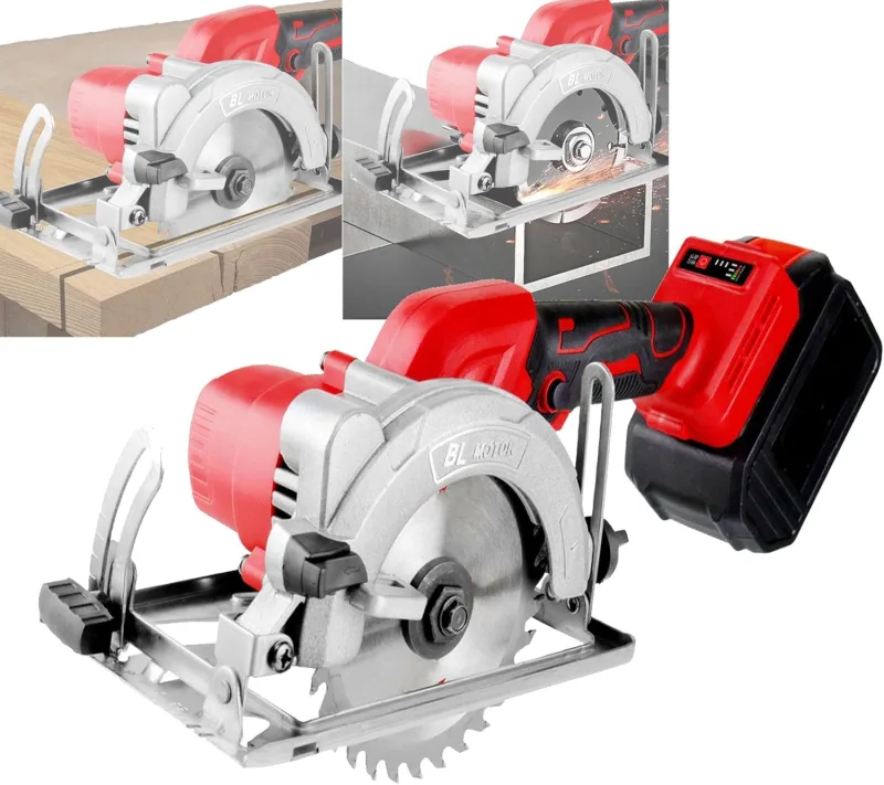 Sierra Circular Eléctrica Multifuncional, ángulo De Corte Y Profundidad Ajustables (0~45°, 0~53 Mm), Dos Baterías Y Cargador, Sierra Circular