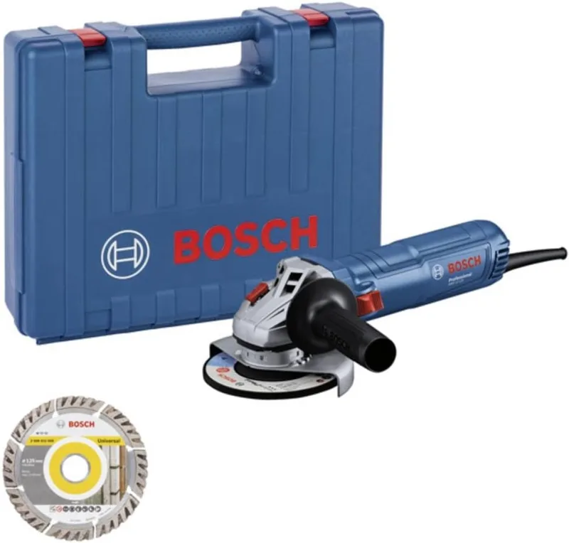 Bosch Professional amoladora angular GWS 12-125 (Ø del disco: 125 mm, potencia 1200 W, protección contra rearranque, incl. 1 disco de corte de diamante, empuñadura auxiliar, en maletín¡)
