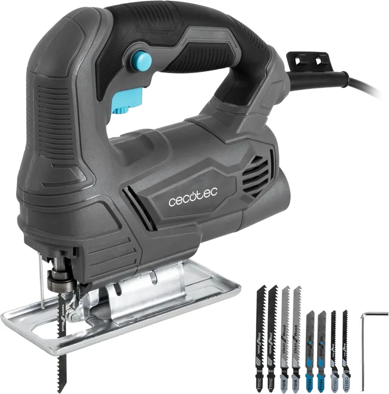 Cecotec Sierra de Calar MultiCut 4000, 400W, Cortes hasta 45º, Cable de 2m, Velocidad Regulable, Adaptador para Aspirador, Incluye 8 Sierras para Diferentes Materiales