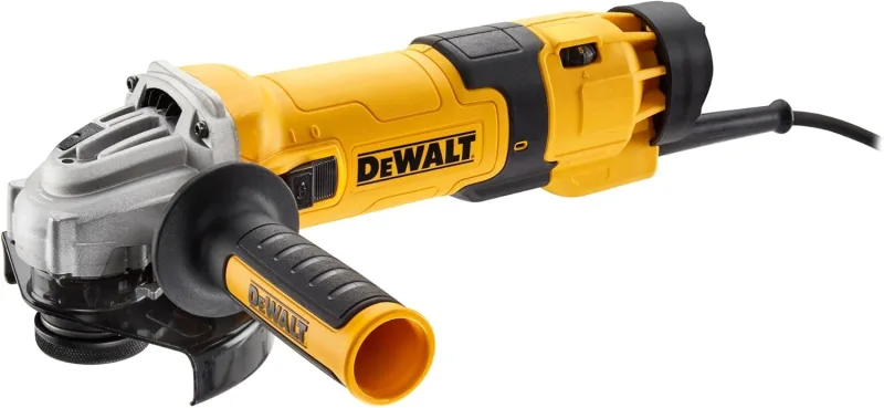 DEWALT DWE4257-QS - Mini-Amoladora Eléctrica de 125 mm, Potencia 1500W, Rosca M14, Velocidad hasta 10000 rpm, Protección contra Re-arranque, Sistema de Extracción de Polvo