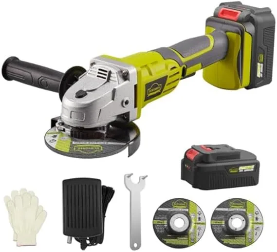 Amoladora Angular Inalámbrica, DEWINNER Amoladora Bateria de 20 V, Ø115 mm, Incluye Batería de 3.0Ah y Cargador Rápido, Cubierta Protectora para Esmerilado,Pulido y Corte 2 Discos Abrasivos