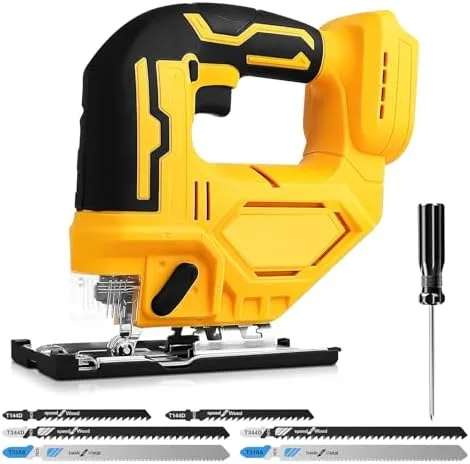 Sierra de calar eléctrica inalámbrica para Dewalt, 400 W, 2900 rpm, corte biselado a 45°, 3 ajustes orbitales con 6 cuchillas de repuesto, para metal, PVC, madera contrachapada de PVC (para DeWalt)