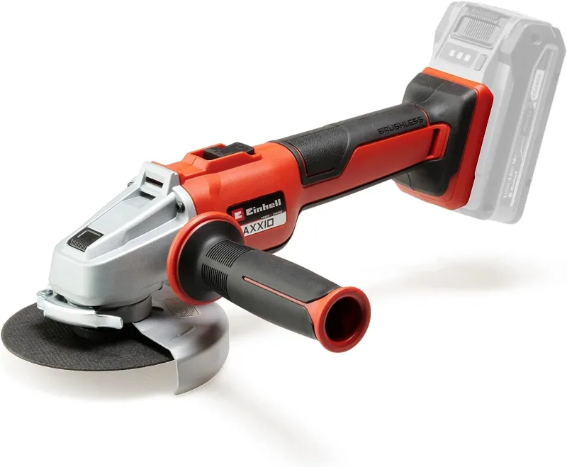 Einhell Amoladora angular con batería AXXIO 18/125 Q Li-Solo Power X-Change (18 V, 125 mm diámetro de disco, 33 mm profundidad de corte, Brushless, Quick-Fix-Nut, sin disco, sin batería)