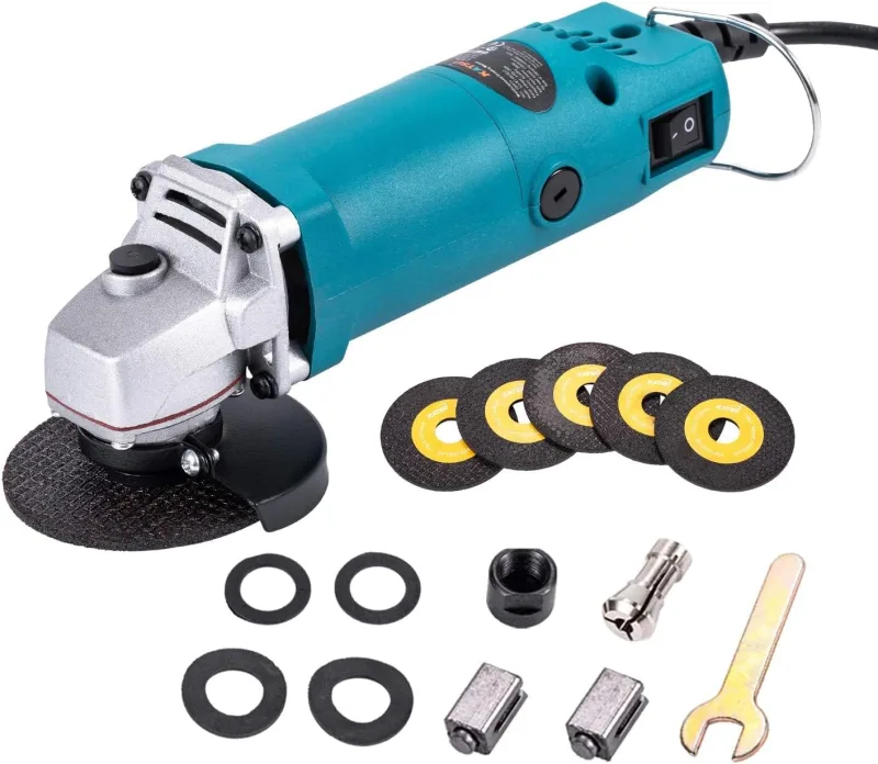 KATSU Mini Mmoladora Angular Eléctrica 3" 75mm, 280W con 5 Discos de Corte Amoladora Angular Eléctrica con Cable Multifunción para Pulido de Azulejos de Metal Blando