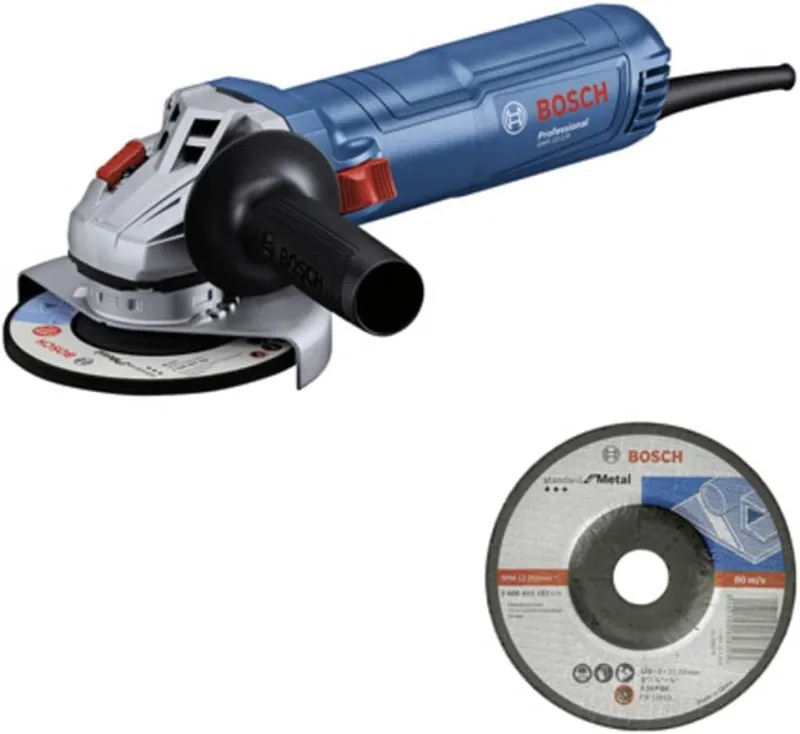 Bosch Professional amoladora angular con cable GWS 12-125 (Ø del disco: 125 mm, potencia 1200 W, protección re arranque, incl. disco lija, caperuza prot., tuerca apriete, empuñadura auxiliar estándar)