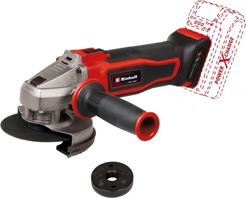 Einhell Amoladora angular con batería TE-AG 18/115 Q Li-Solo Power X-Change (18V, 115mm, diámetro de disco, 28 mm de profundidad de corte, ranura Quick Fix, sin disco de corte ni batería)