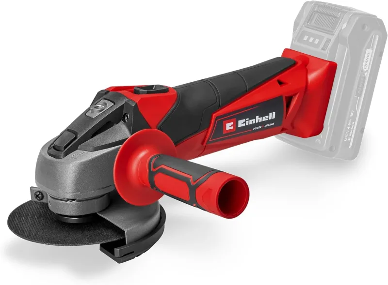 Einhell Amoladora angular con batería TC-AG 18/115 Li-Solo Power X-Change (18 V, 115 mm diámetro de disco, 28 mm profundidad de corte, arranquue suave, sin disco, sin batería)