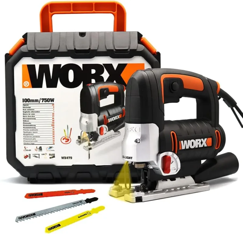 WORX Sierra de calar pendular 750W | WX479 | Luz LED | Cambio de cuchillas sin herramientas, extracción de polvo