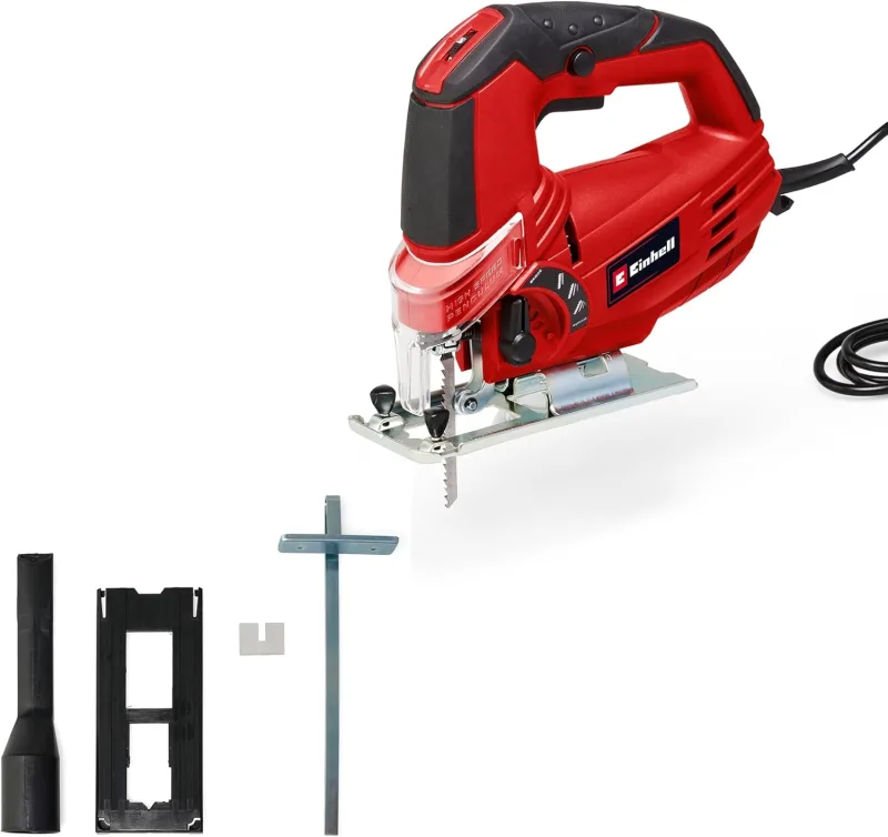 Einhell Sierra de calar TC-JS 85 (620 W, máx. 85 mm, corte en ángulo de 45°, regulación de la carrera, carrera pendular de 4 etapas, adaptador de aspiración, tope paralelo, sin maletín)