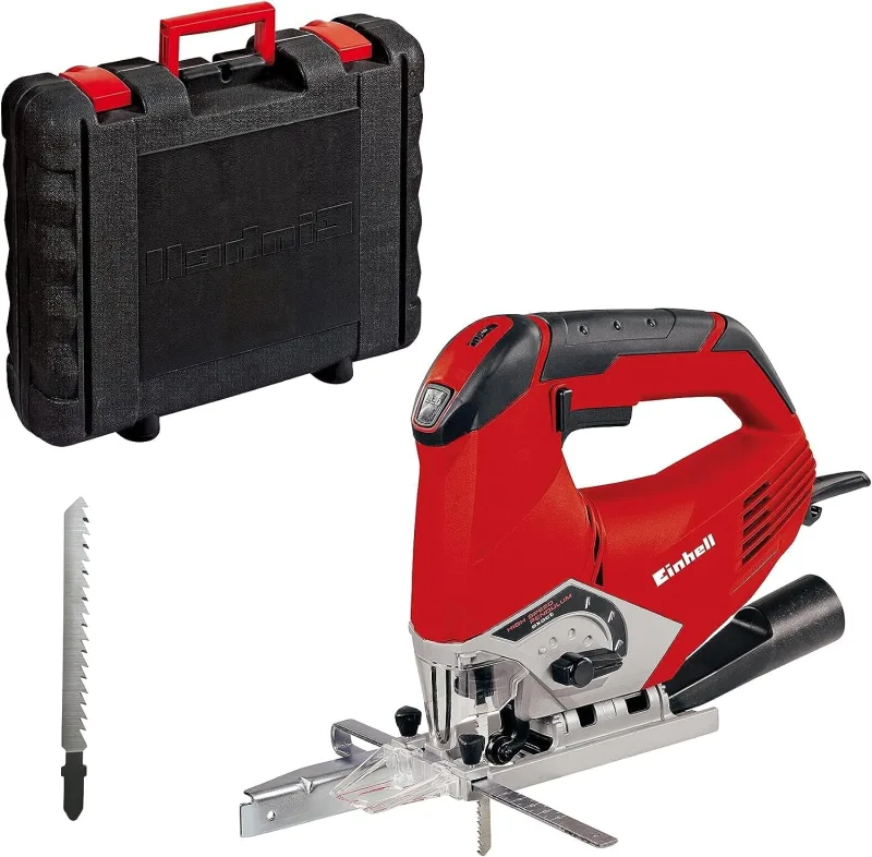 Einhell caladora con cable - TE-JS 100. 750 W, 800-3000 carreras de 1/min, profundidad de corte máx. de 100 mm, función de soplado de polvo, luz LED, incl. maletín de transporte