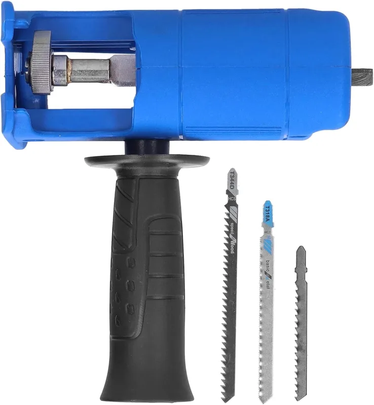 Sierra recíproca eléctrica, sierra recíproca doméstica Taladro eléctrico modificado para sierra caladora, herramienta portátil para cortar plástico para trabajar la madera