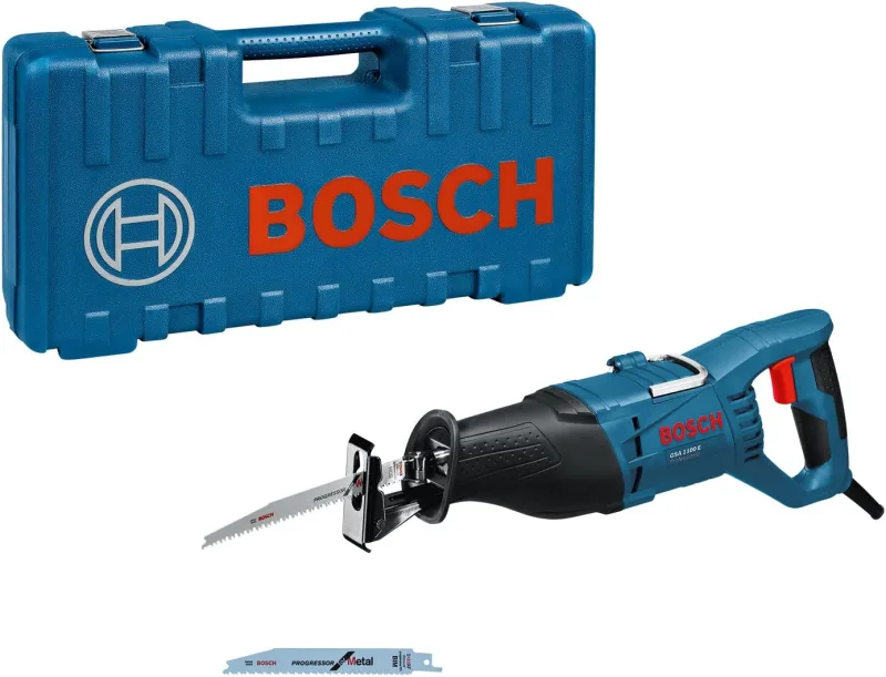 Bosch Professional GSA 1100 E - Sierra sable (1100 W, 220-230V 230 mm, en maletín), Color Azul, Talla Única