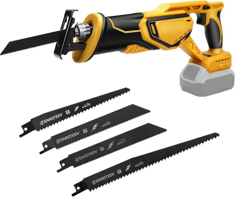 Cordless Reciprocating Saw for DeWalt 20V Batteries (No Battery), Brushless Motor 0-4000 RPM Variable Speed Electric Saw with 4 Blades for Cutting PVC/Wood/Metal