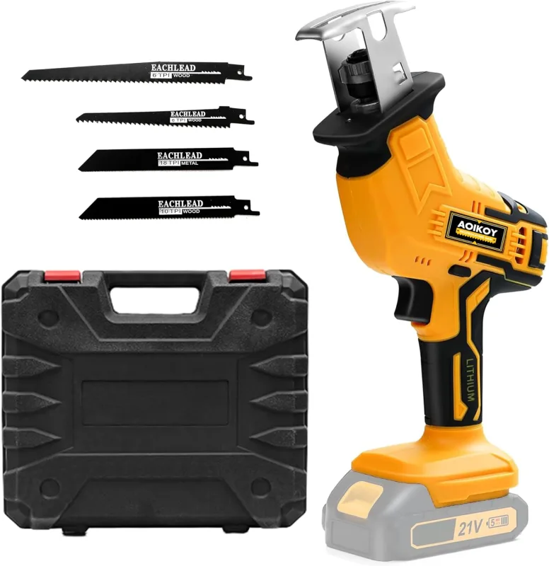 Cordless Reciprocating Saw for Dewalt 21V, Brushless Reciprocating Mower with 4 Blades, Adjustable Speed 0-2500 RPM for Wood/Metal/PVC Cutting (No Battery)